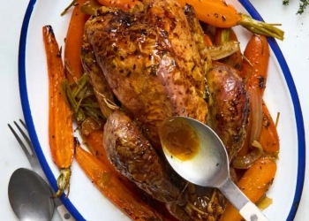 Pintade rôtie au miel